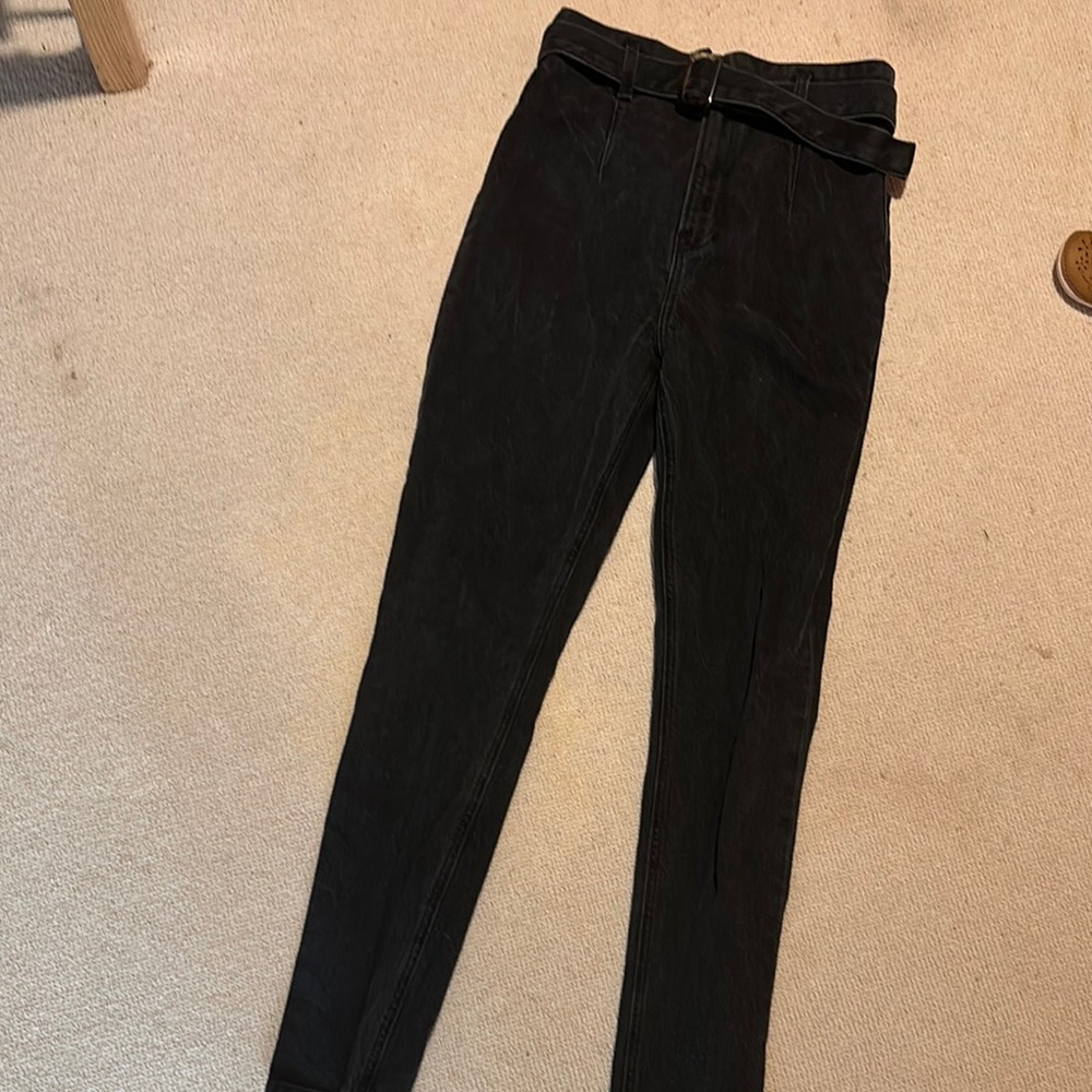Reformation Black High Rise Women Jeans Cigarette Cut